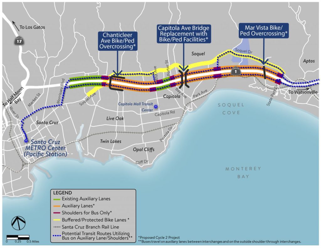 Bus lanes on Highway 1 three new bridges funded for Santa Cruz