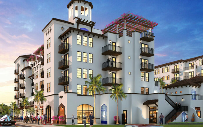 A rendering of the proposed apartment complex on Center St. near Depot Park.