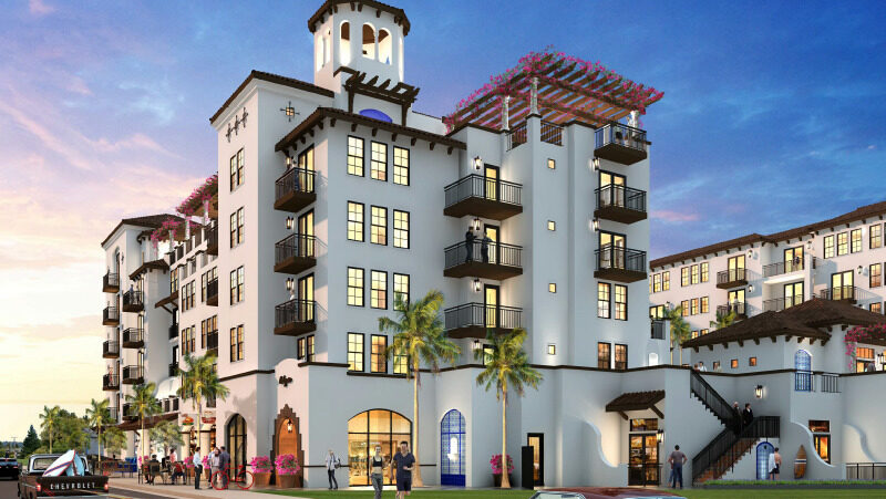 A rendering of the proposed apartment complex on Center St. near Depot Park.