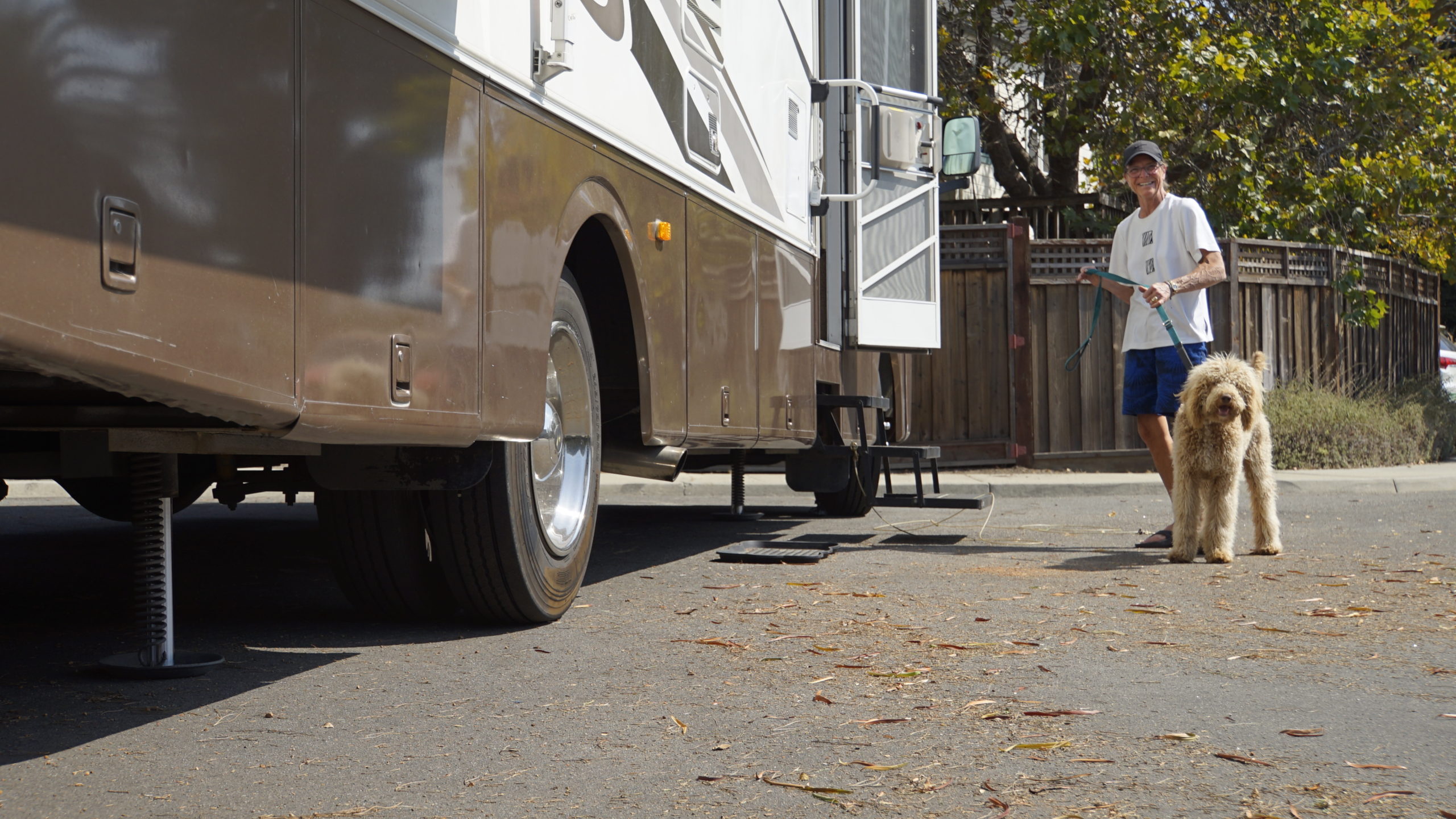 Jana Monson stands by her RV in Santa Cruz