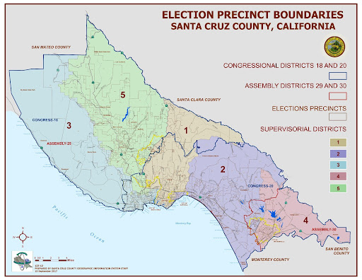 Supervisorial district map Santa Cruz County