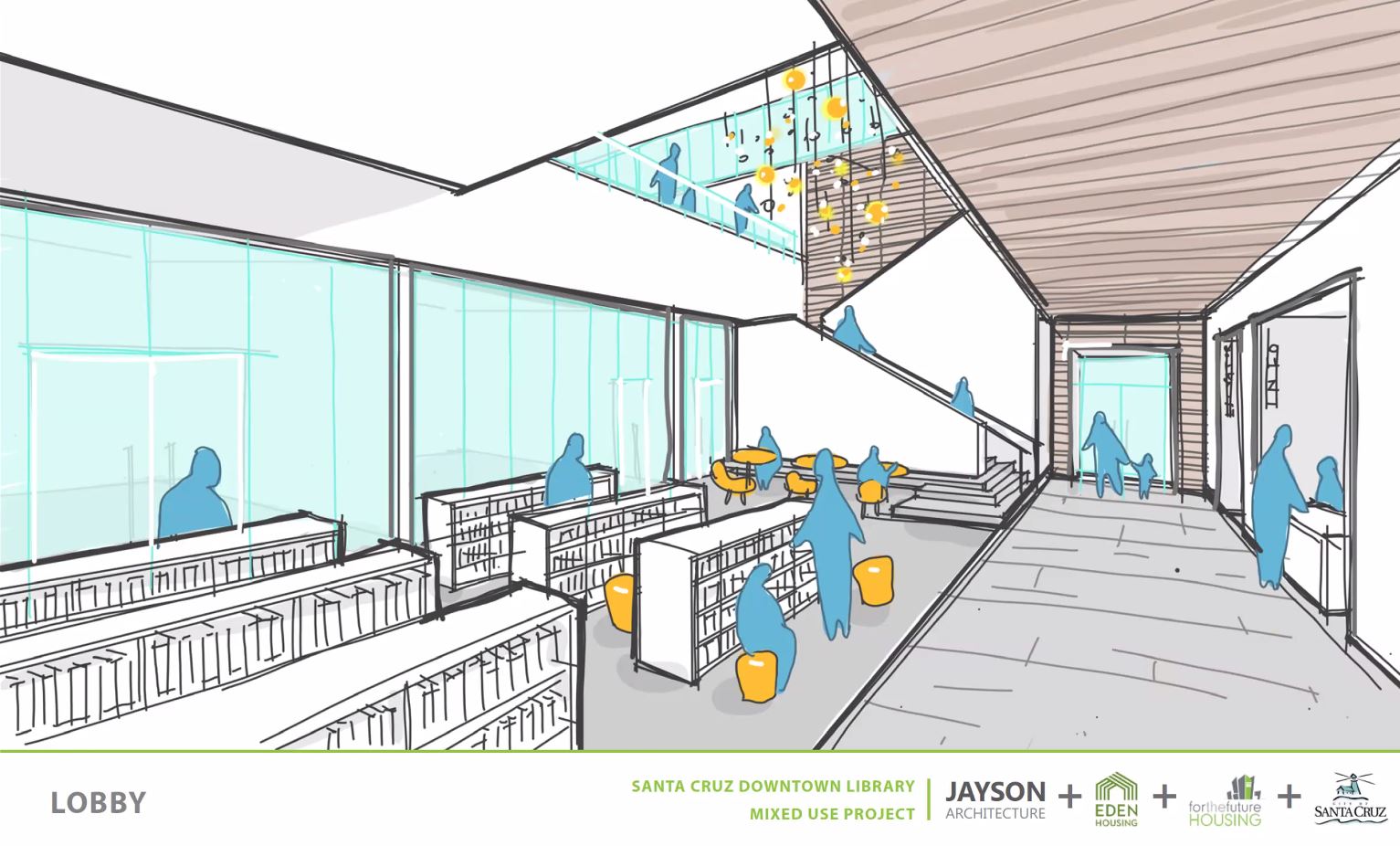 Downtown Santa Cruz library lobby concept