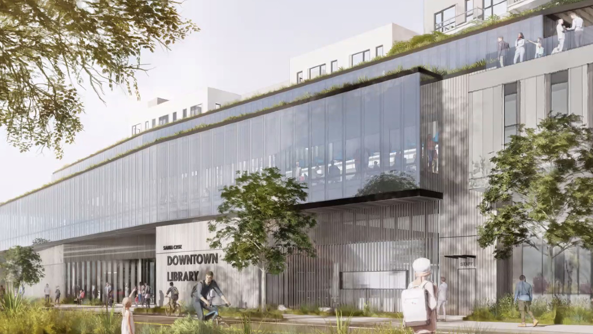 rendering of new Downtown Santa Cruz library