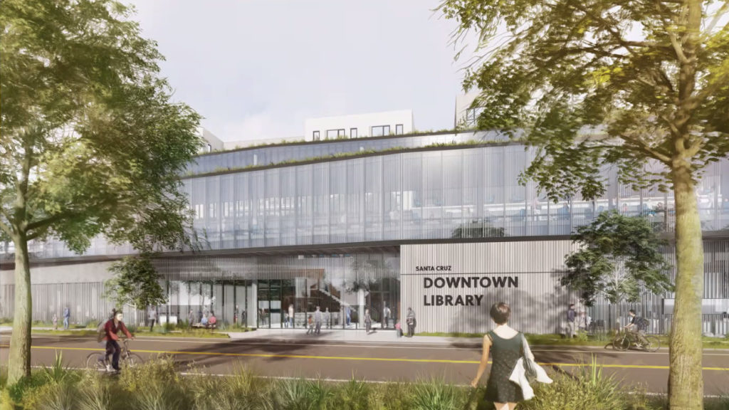 rendering of planned Downtown Santa Cruz library