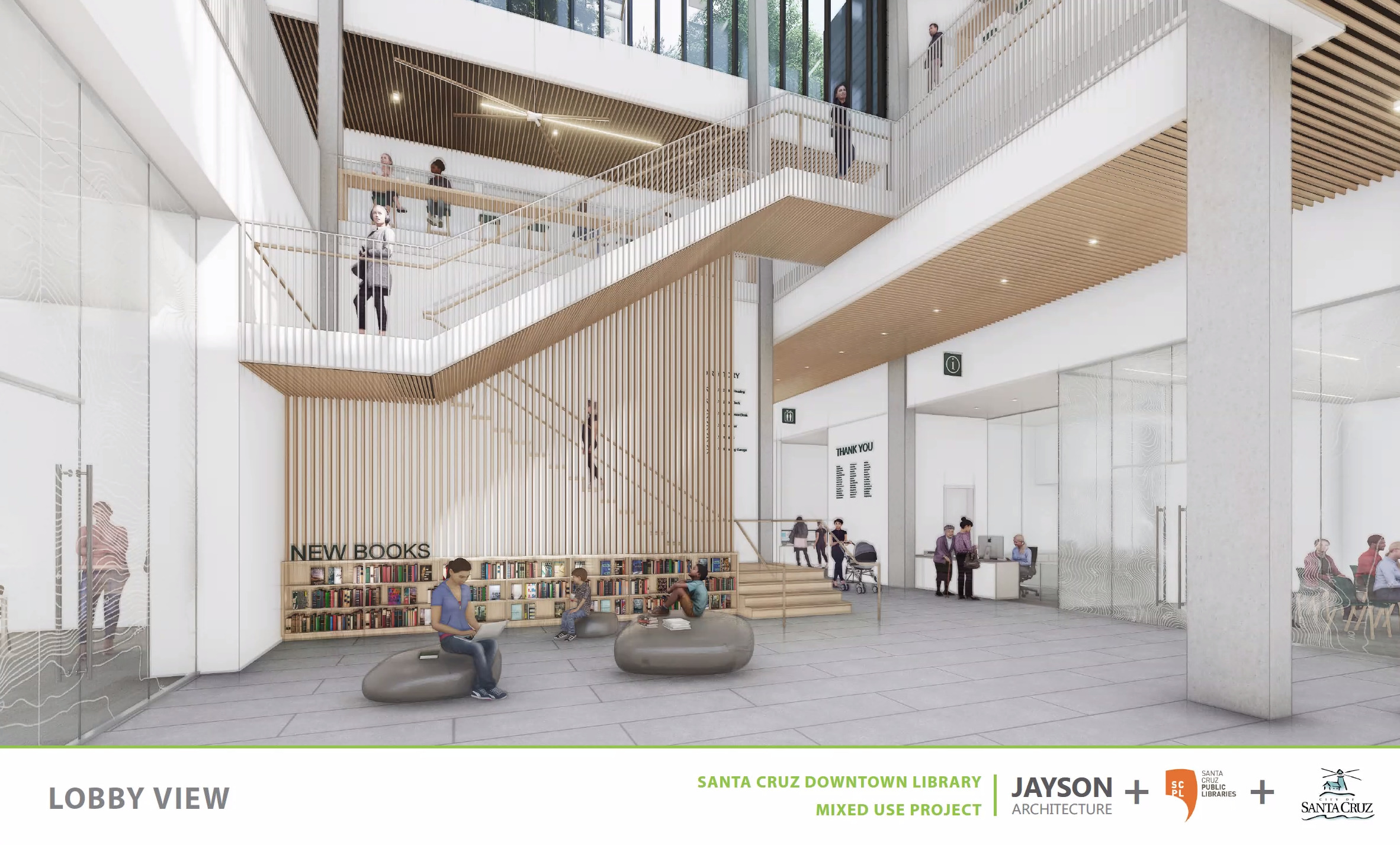 Downtown Santa Cruz Library updated rendering lobby