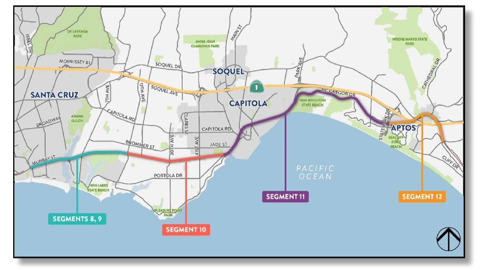 Rail trail map segments 8 to 12