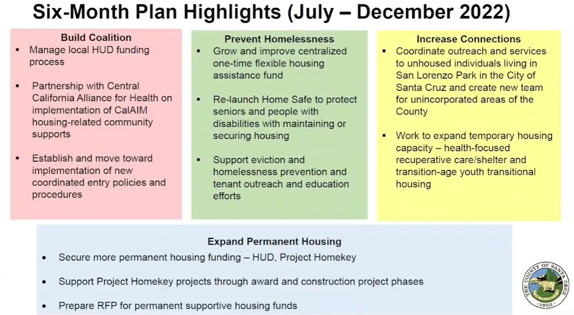 Plans in the next six months aim to help seniors and veterans maintain and secure housing. (County of Santa Cruz)