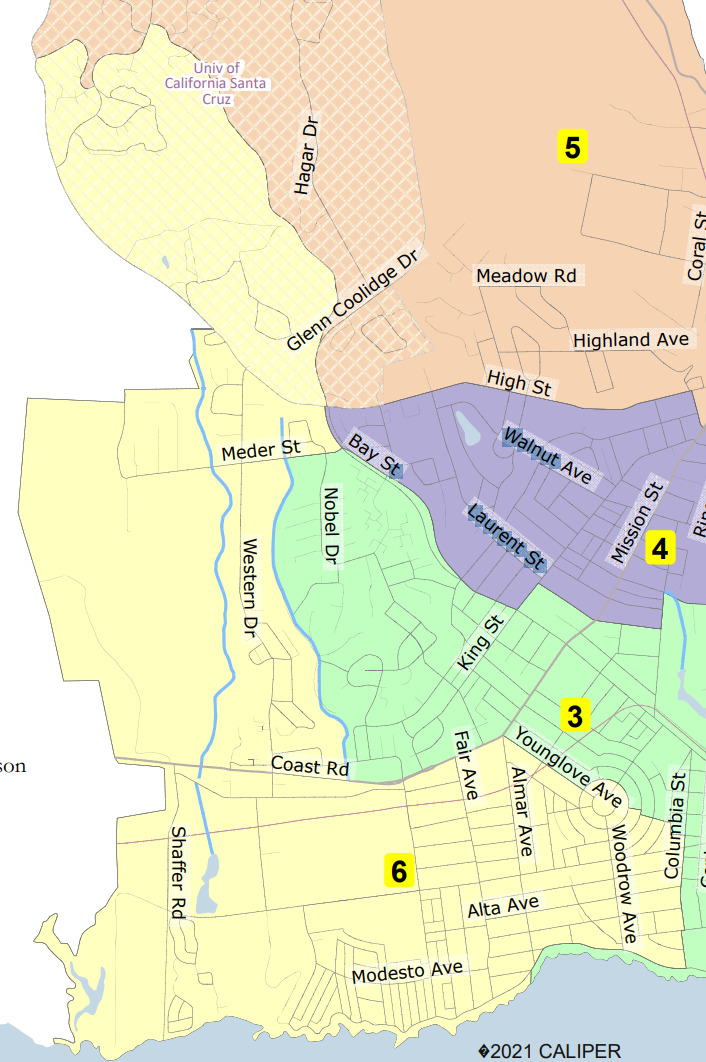 A map of District 6 in Santa Cruz