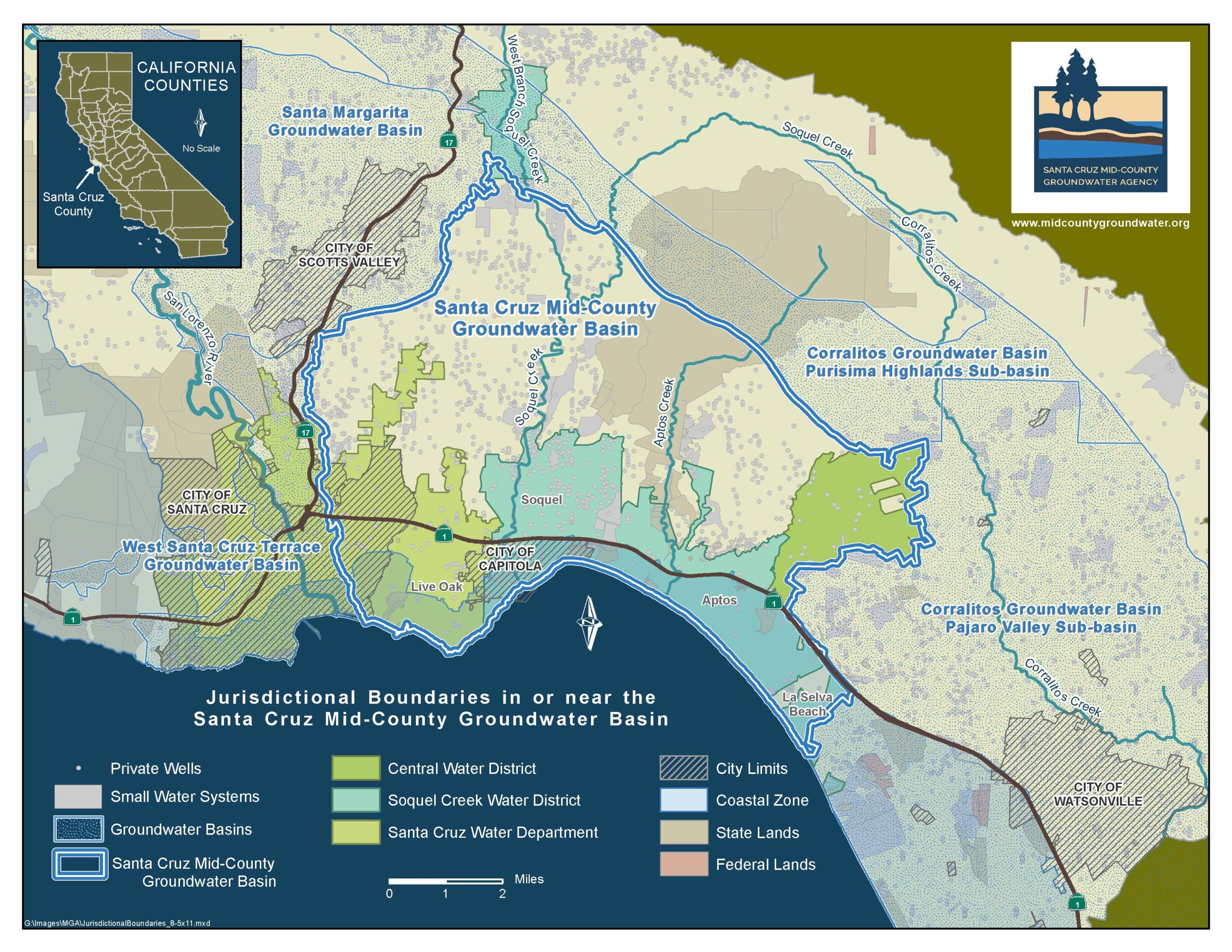 Santa Cruz, Calif., Map Shows Water Levels Throughout State