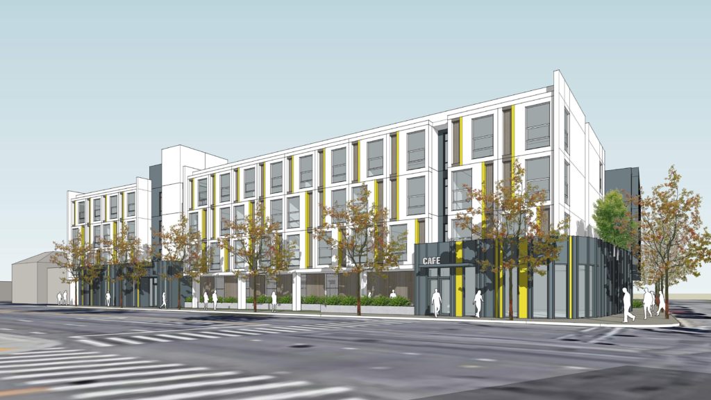 Image for display with article titled Four-story Apartment Buildings Proposed at 1800 Soquel Ave. in Santa Cruz