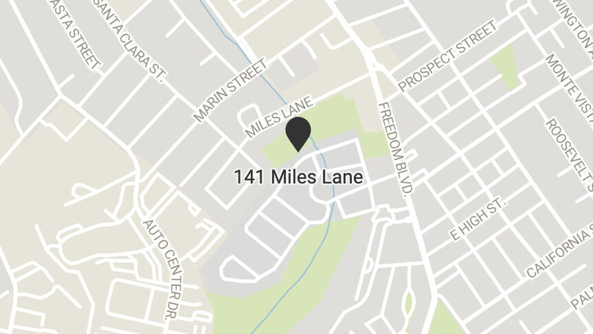 A map showing the location of the proposed "Sparrow Terrace" housing complex on Miles Lane in Watsonville.