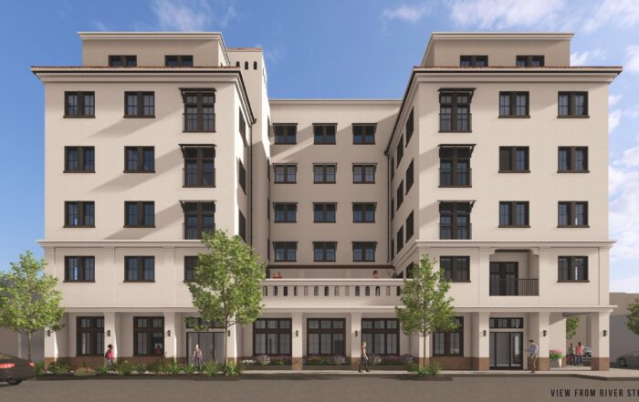 A rendering of the proposed six-story apartment complex.