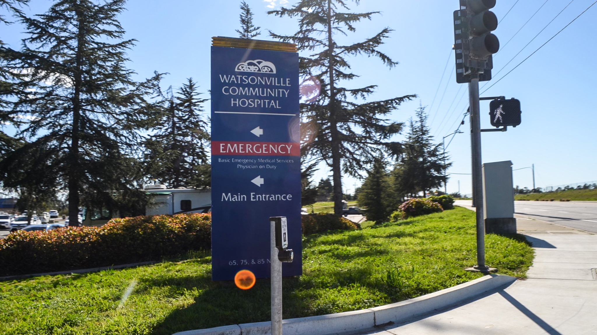 The sign at the entrance to Watsonville Community Hospital.