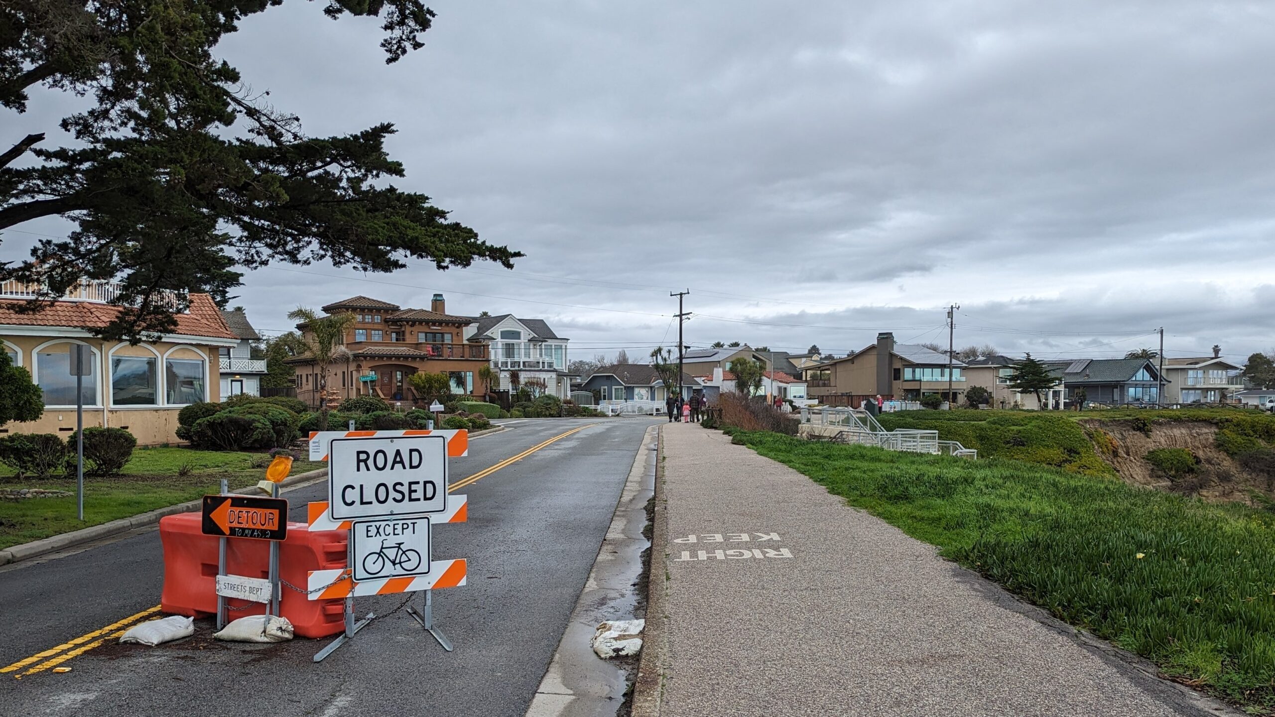 West Cliff Drive is closed to traffic on some sections following storm damage last year.