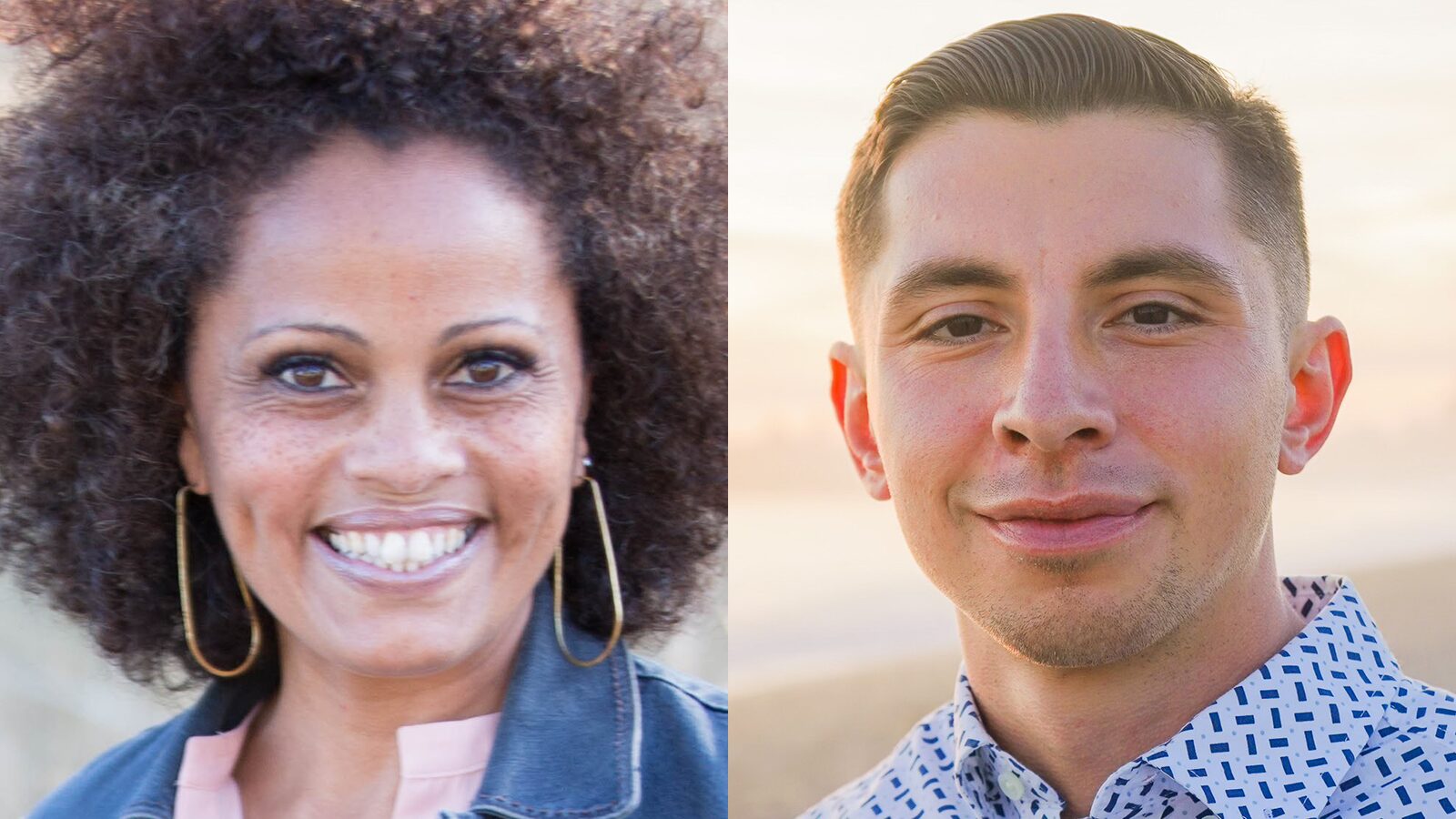 Side-by-side photos of Sonja Brunner and Hector Marin, candidates for the District 2 Santa Cruz City Council seat.