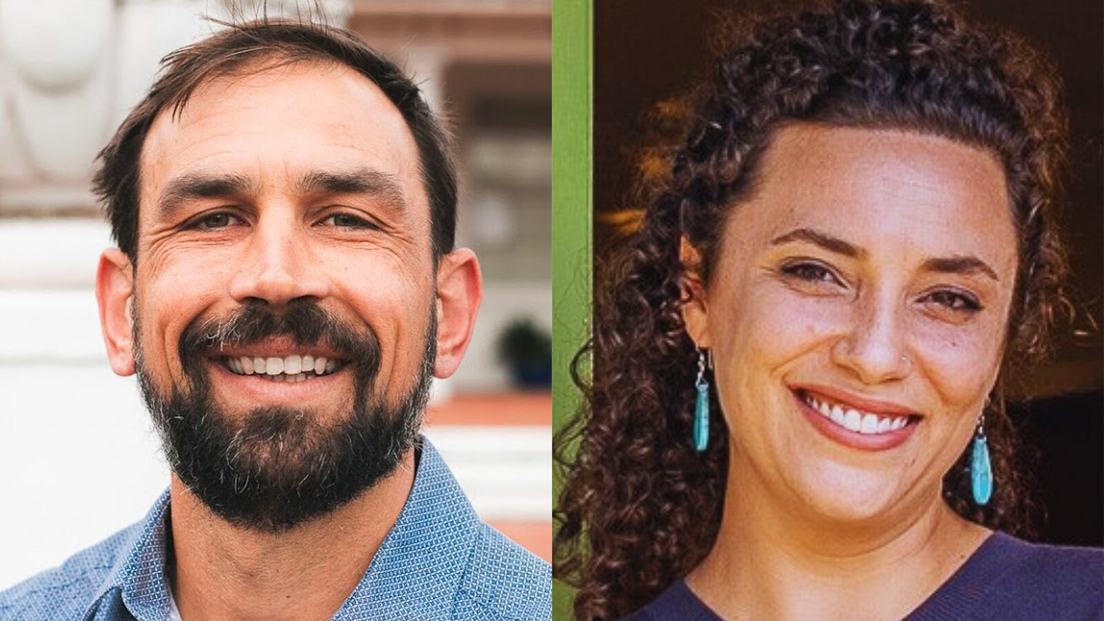 Side-by-side photos of David Tannaci and Gabriela Trigueiro, candidates for the District 1 Santa Cruz City Council seat.