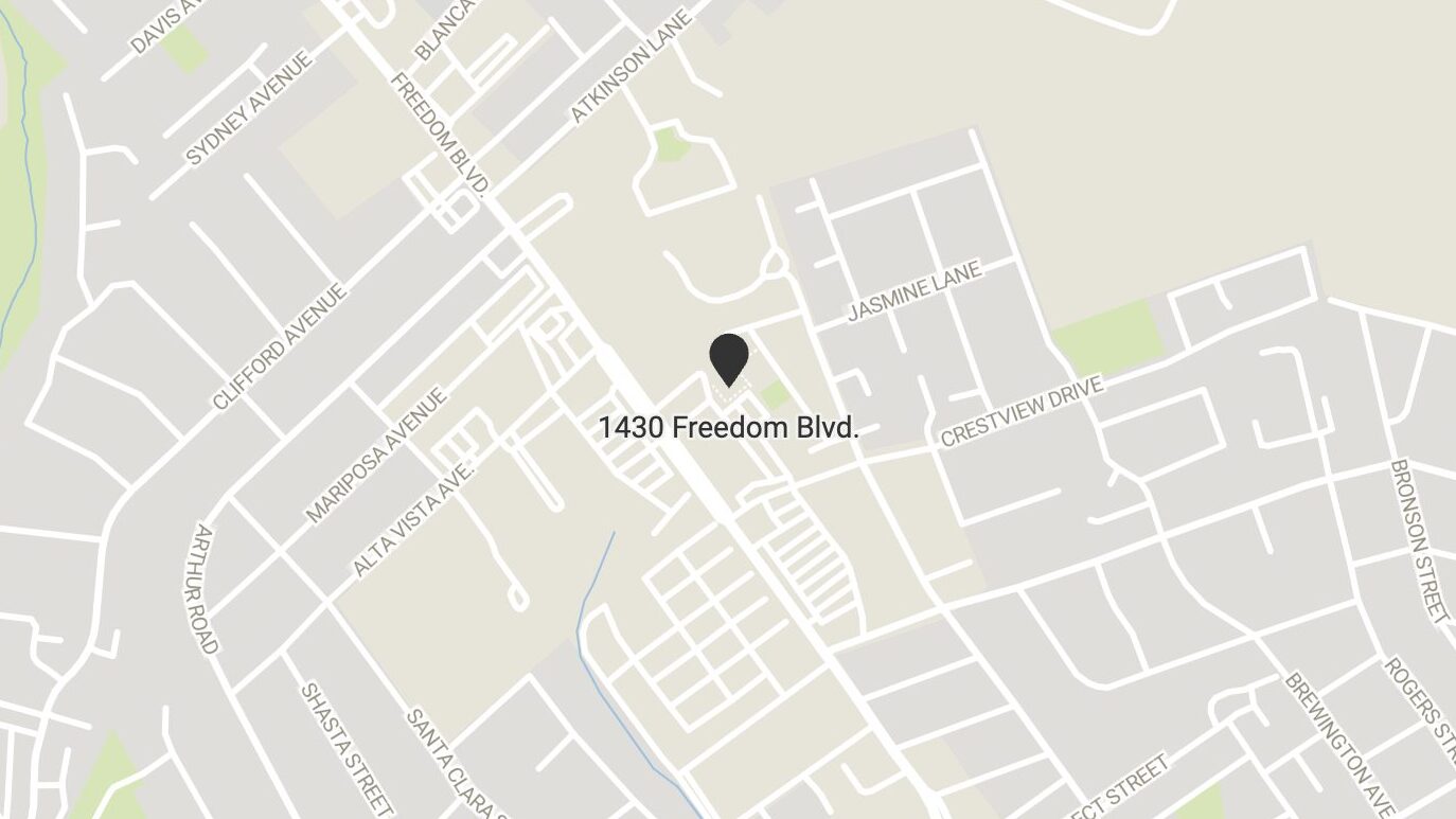 A map showing 1430 Freedom Blvd.