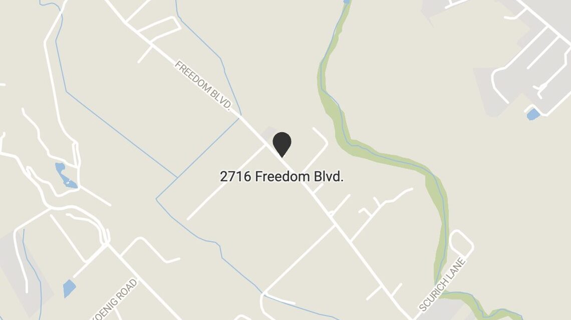 A map of 2716 Freedom Blvd., the proposed site of Freedom House.