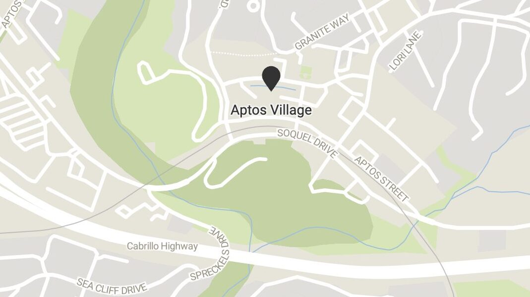 A map showing the location of Aptos Village Phase 2, which is between Soquel Drive and Aptos Village Way.