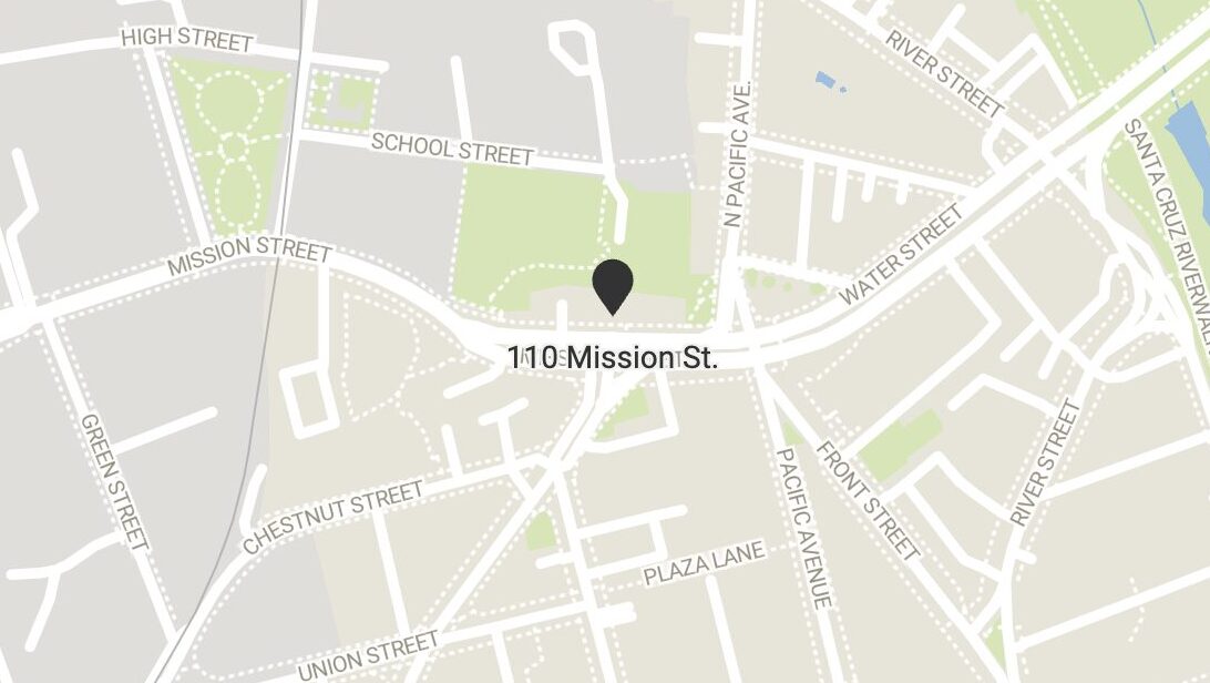 A map showing the location of 110 Mission St. proposed townhomes.