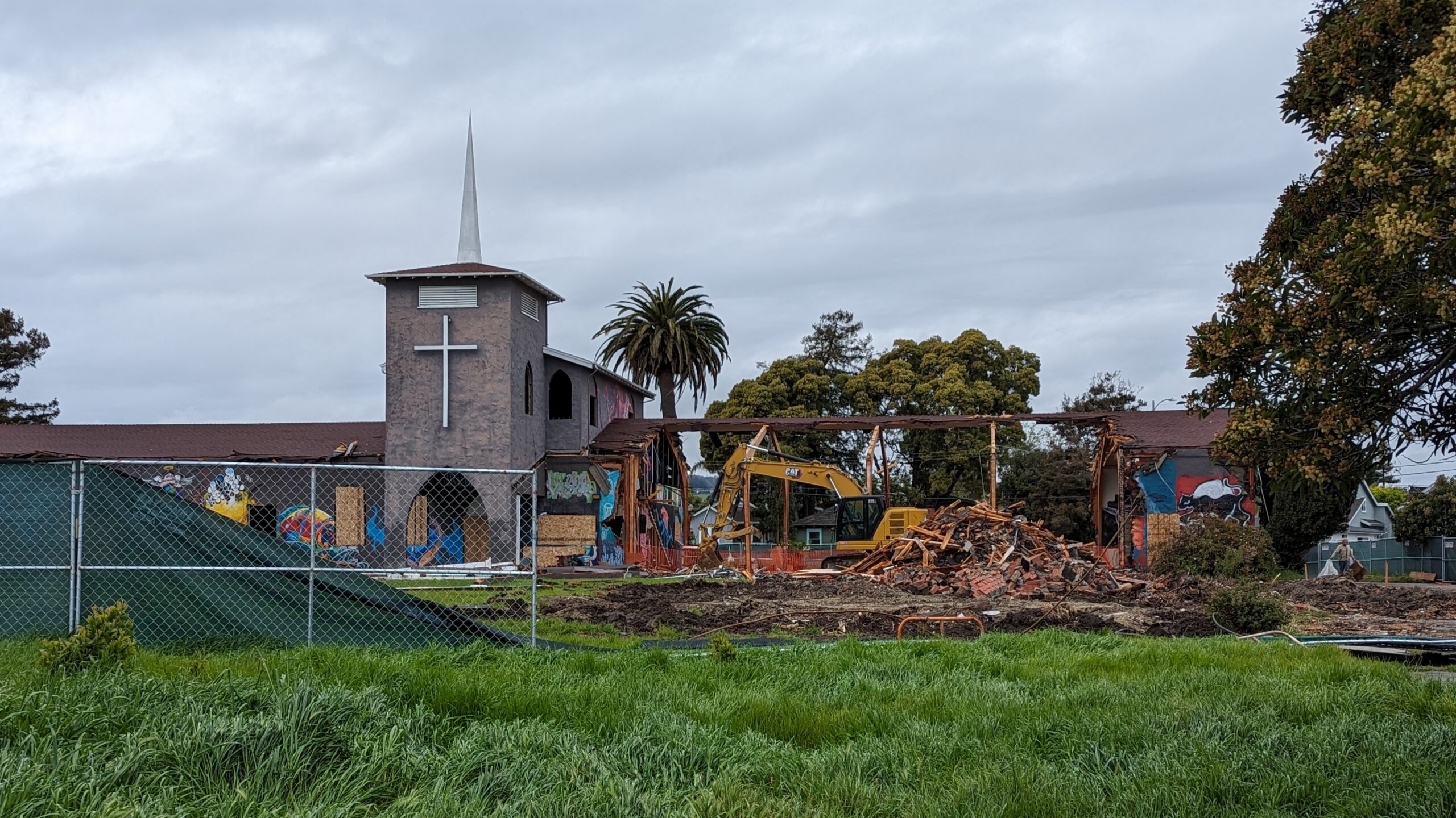 The site of a Circle Church housing redevelopment is partially demolished in this photo.