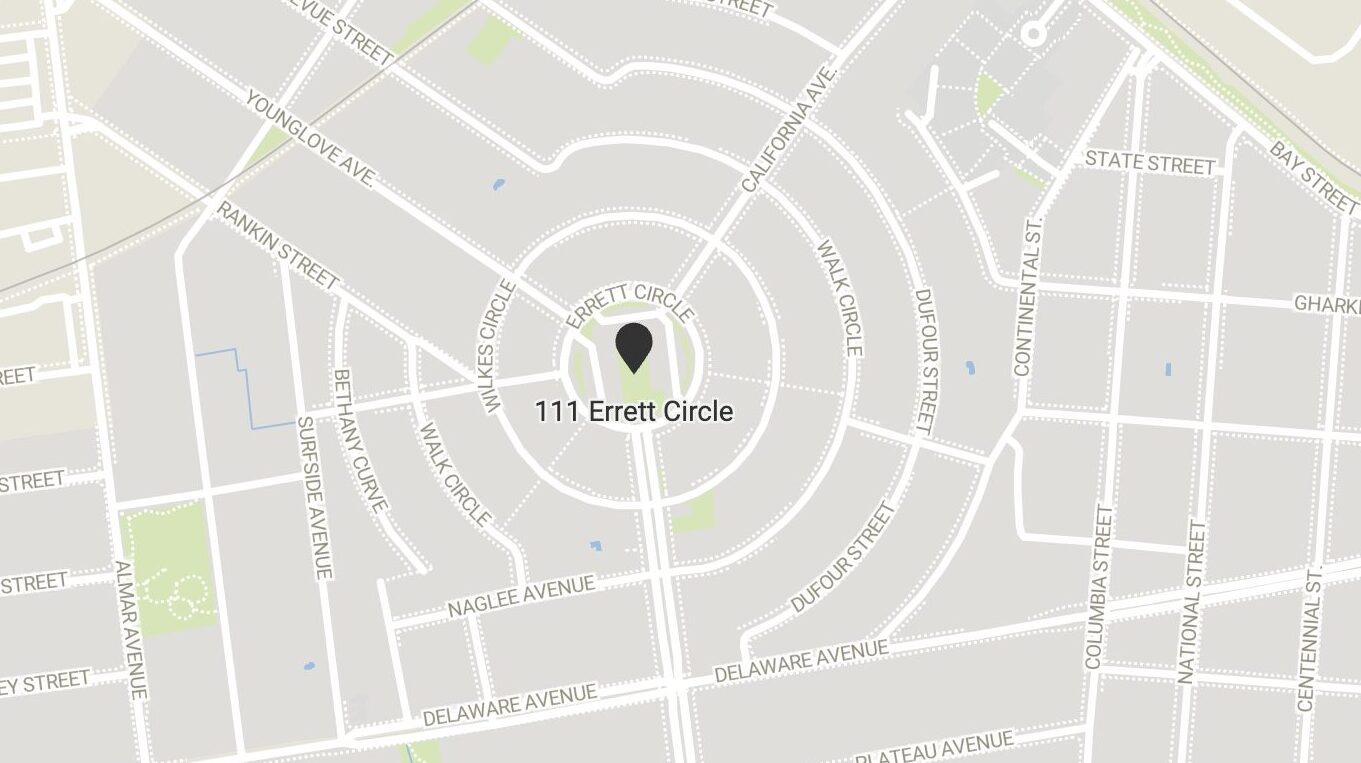 A map showing 111 Errett Circle, the former site of the Circle Church.