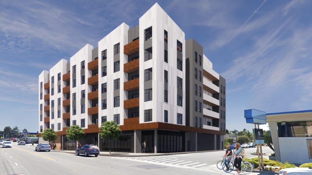 Image for display with article titled Architects Describe 6-Story Apartment Proposal on Mission St. In Santa Cruz