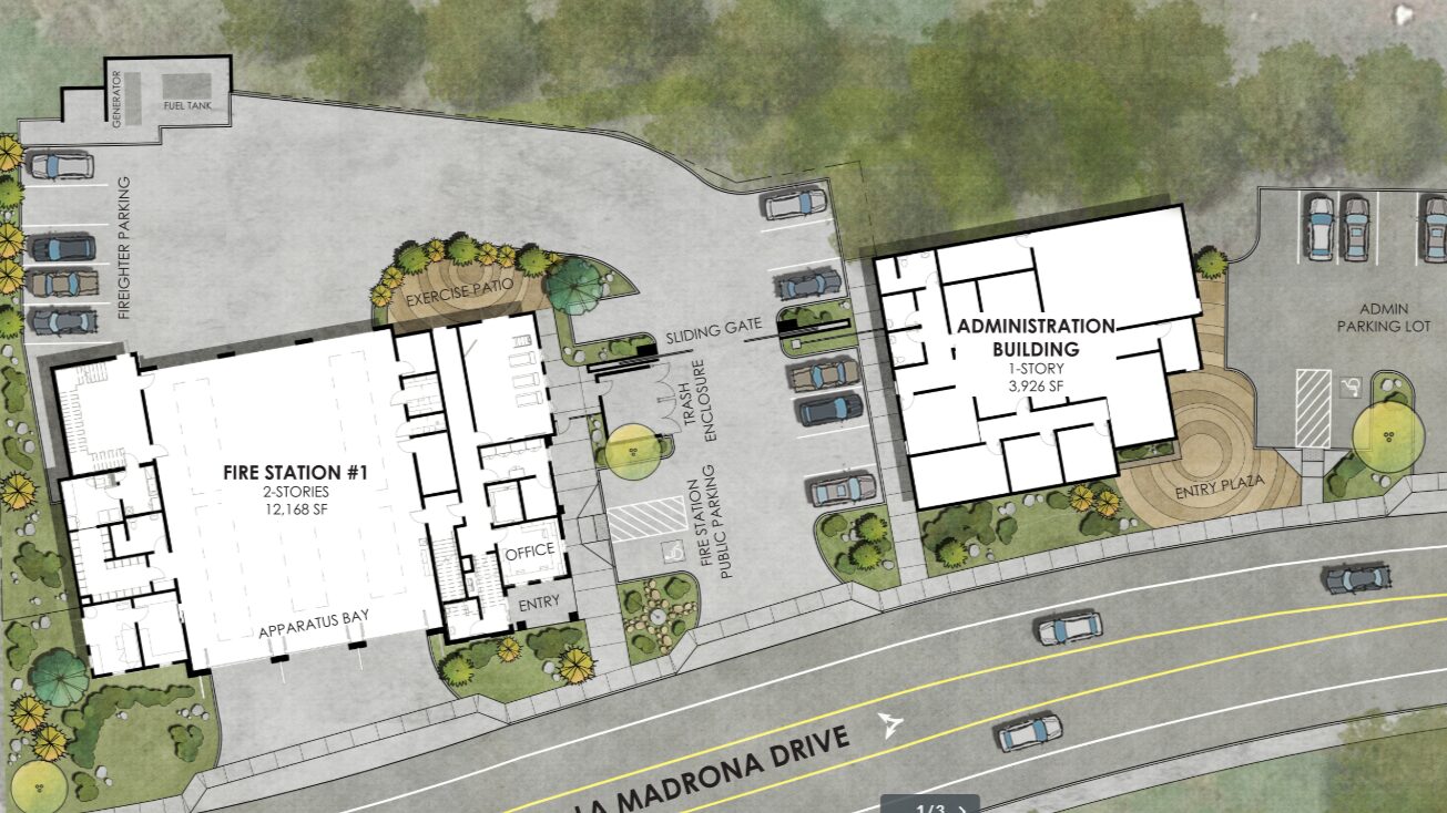 The footprint of a proposed fire station.