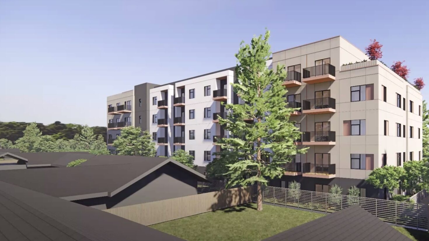 841-capitola-road-rendering-2025-workbench-1 A rendering of a proposed five-story apartment building at 841 Capitola Road in Live Oak.