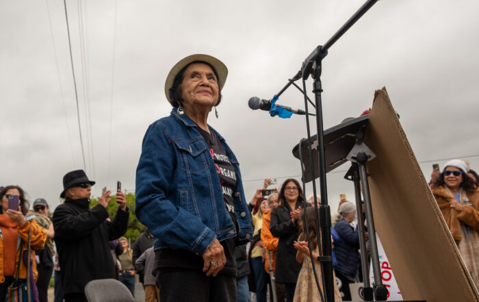 Dolores Huerta at a pesticide rally in Watsonville.