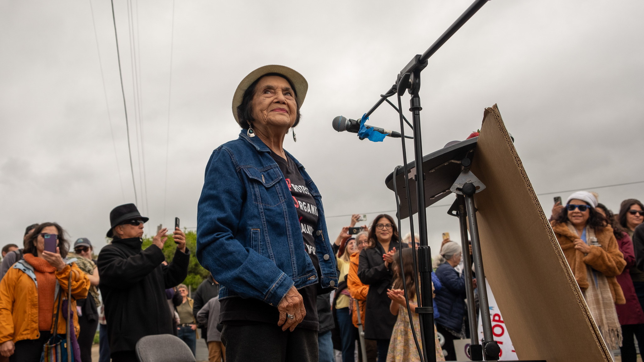 Dolores Huerta at a pesticide rally in Watsonville.