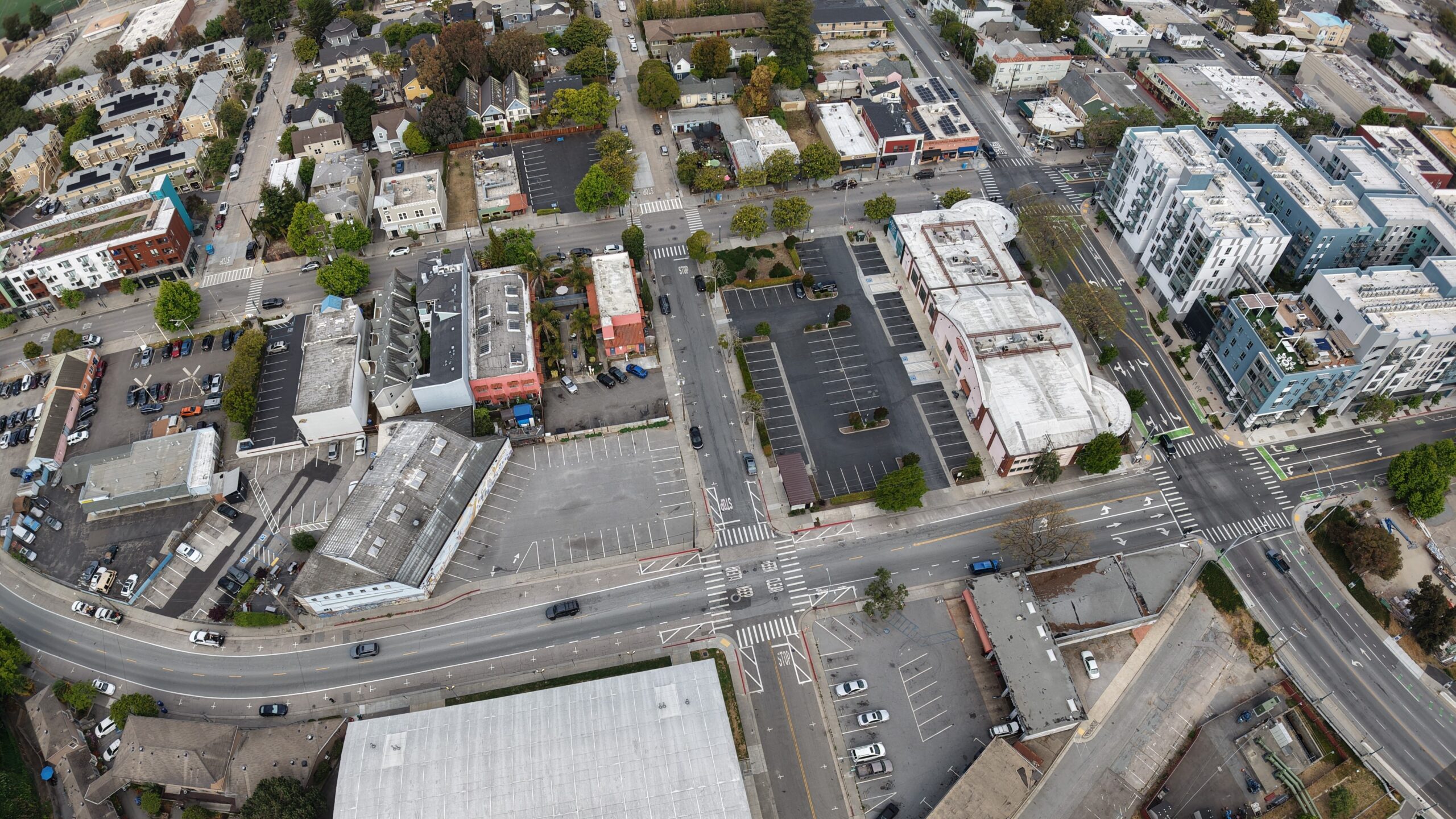South of Laurel Downtown Santa Cruz aerial view An aerial view of South of Laurel in Downtown Santa Cruz, including Pacific Avenue and Laurel, Front and Spruce streets.