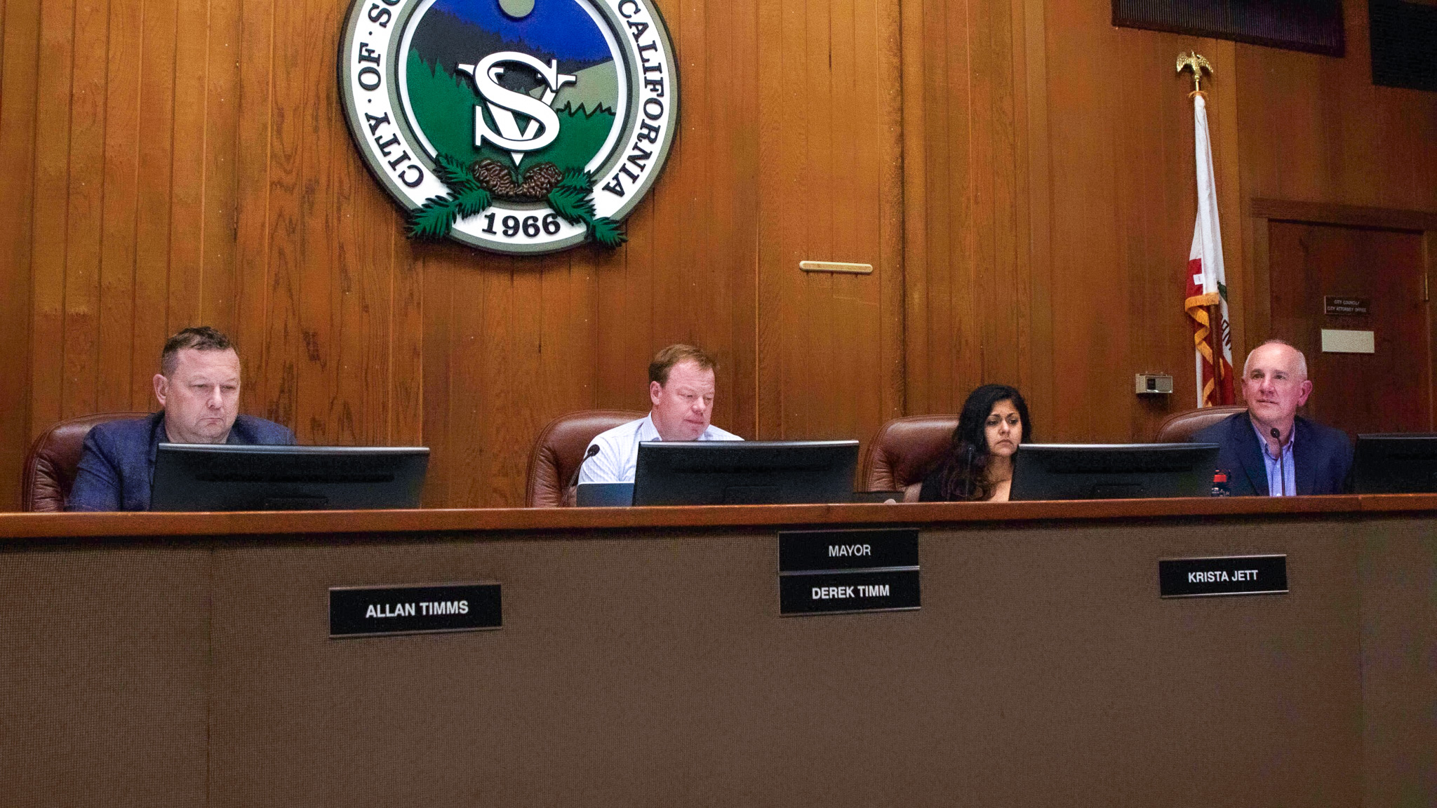 Steve Clark and Krista Jett sit on the Scotts Valley City Council.