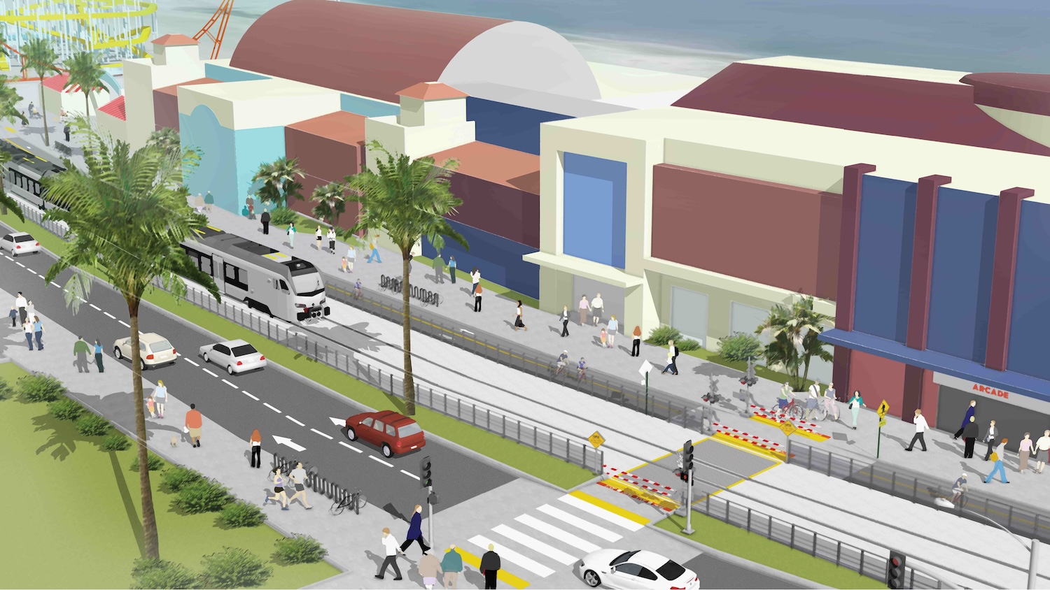 passenger rail render Santa Cruz boardwalk Beach St May 2025 RTC 16 9 lower