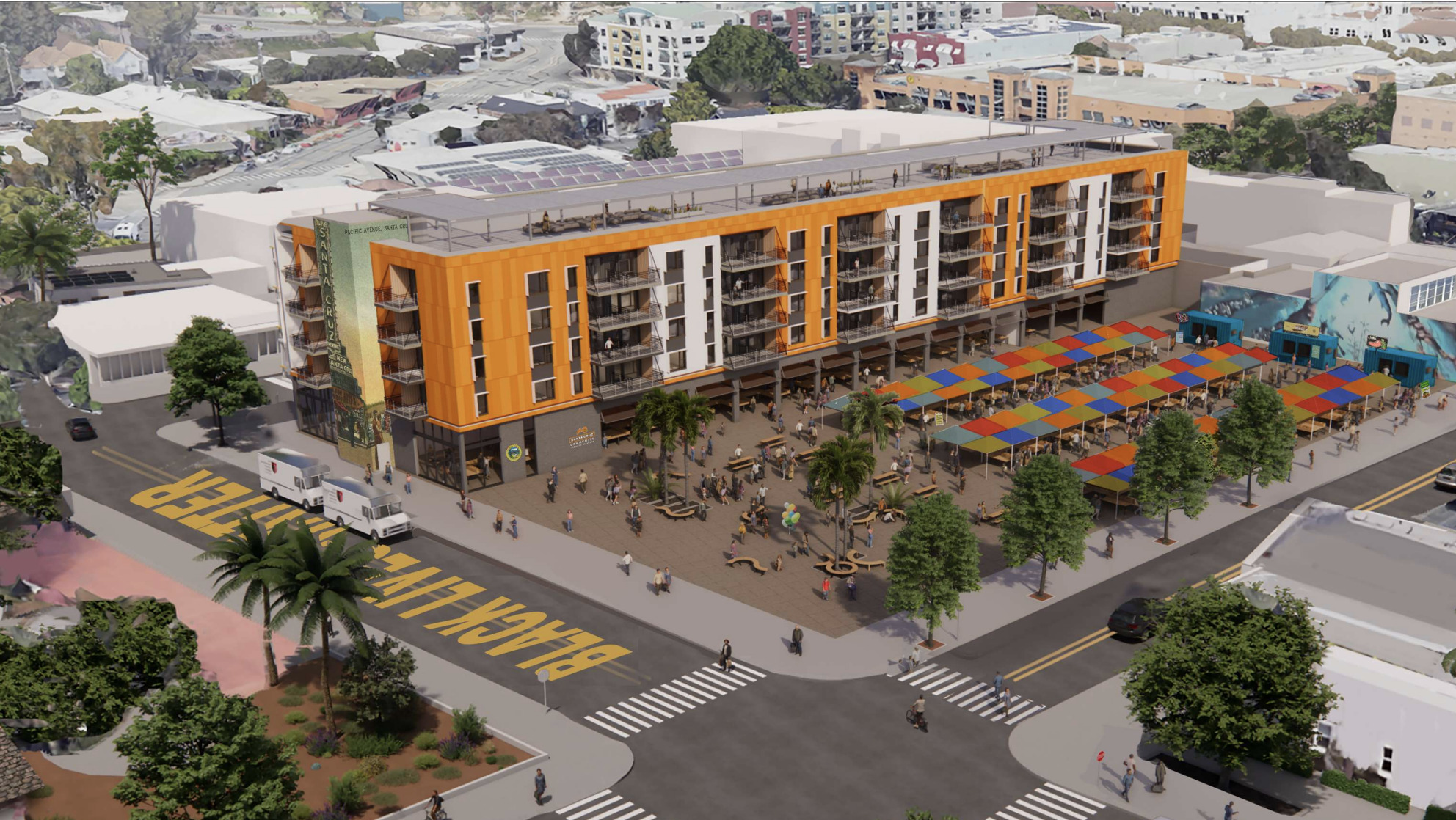 A rendering shows a proposed building at 224 Church St. in Santa Cruz.