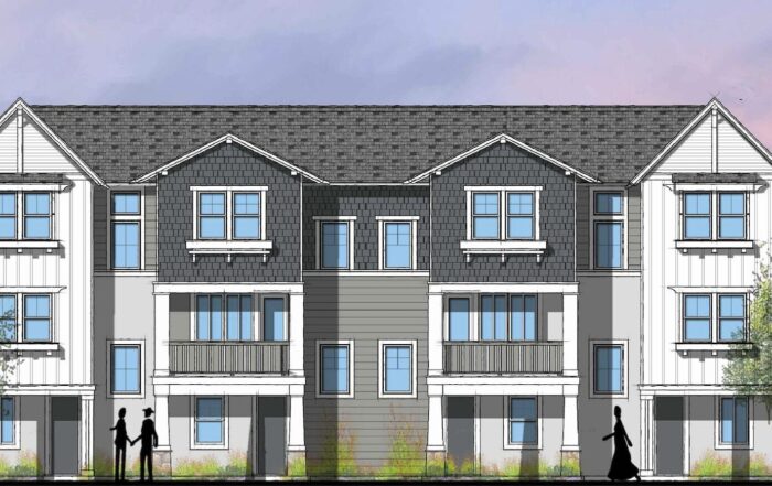 A rendering shows proposed townhomes on Erba Lane in Scotts Valley.
