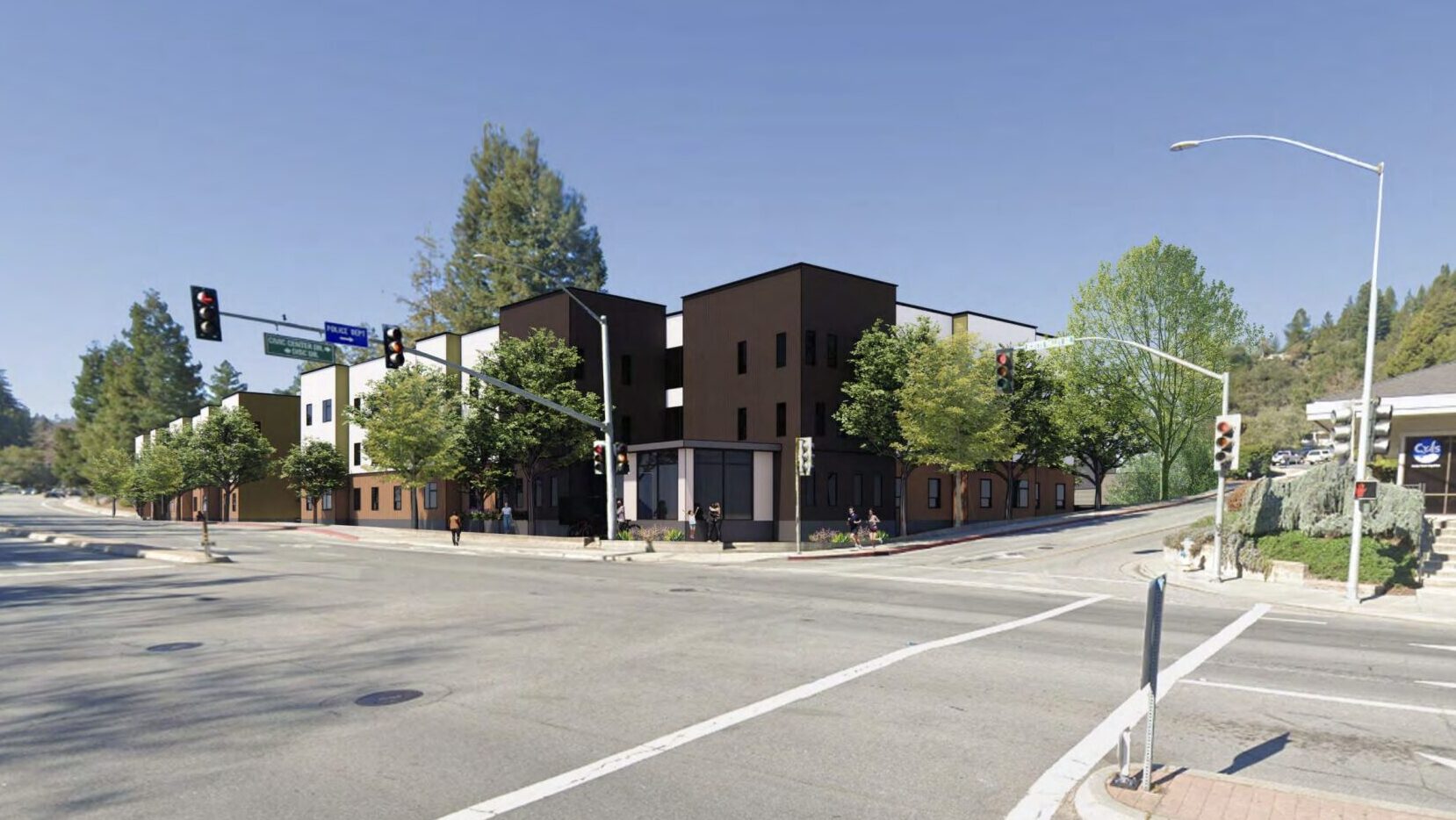 A rendering of a proposed below-market-rate project at 4575 Scotts Valley Drive.