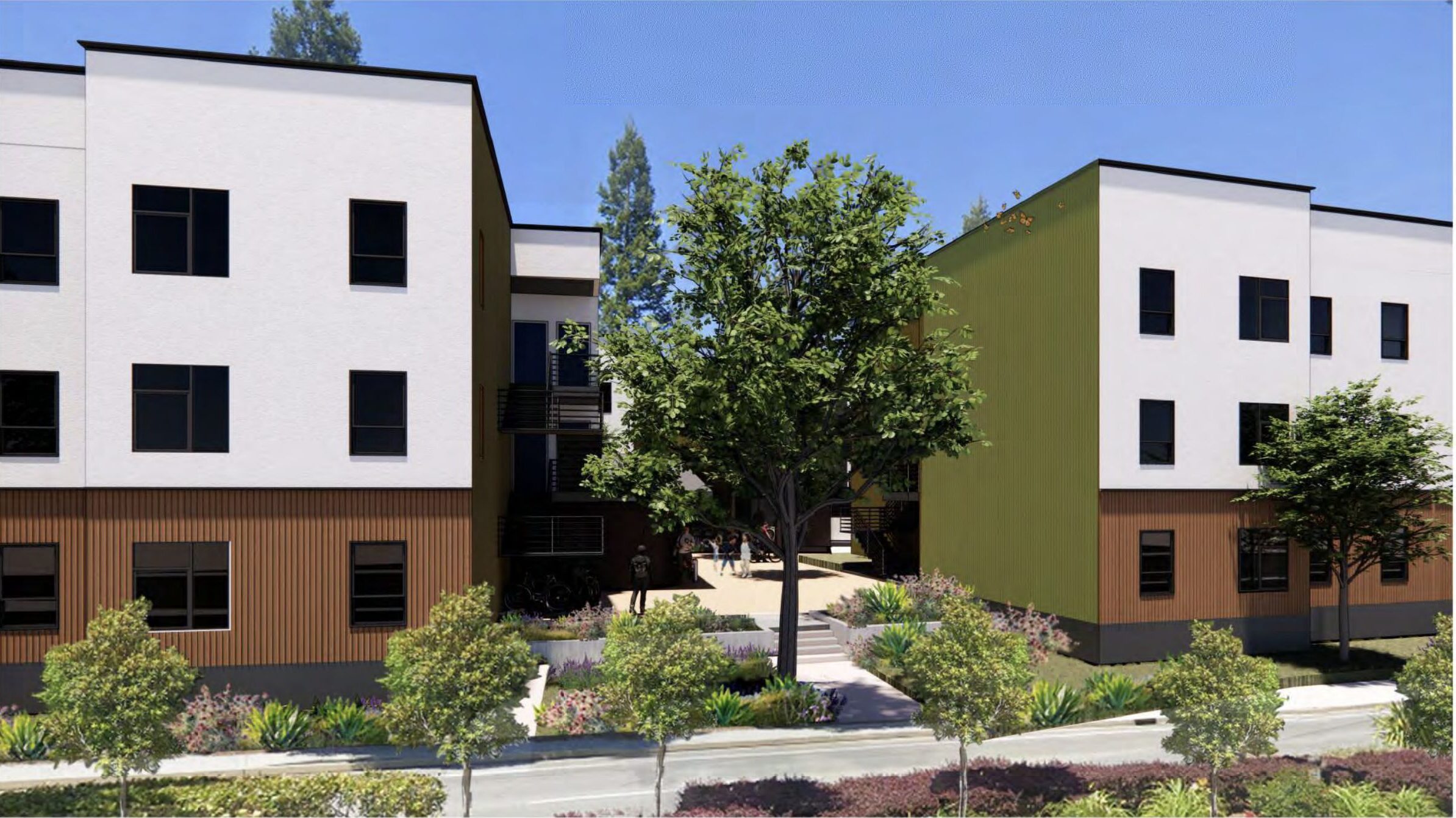 A rendering of a proposed below-market-rate project at 4575 Scotts Valley Drive.