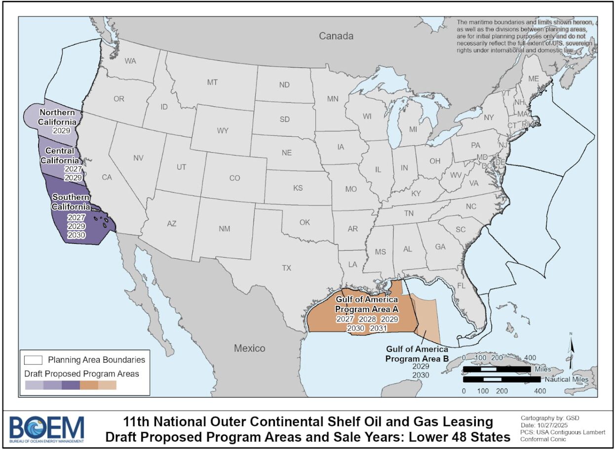 offshore oil drilling map